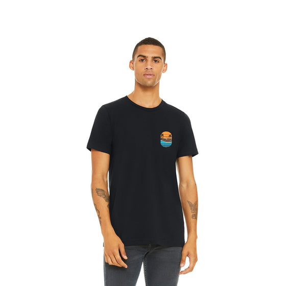 IslandSunset-VintageBlack-Tee-Front-Male-Model