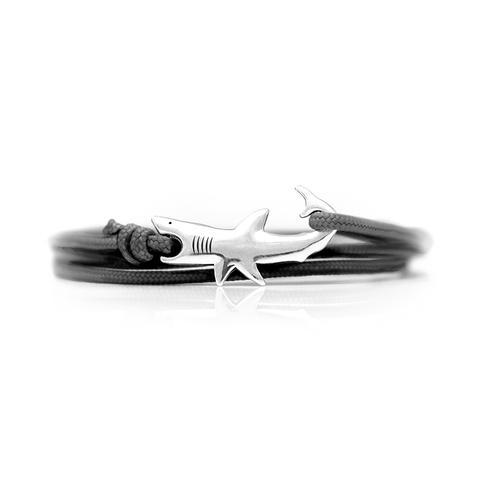 Great White Shark Bracelet – Sterling Silver/Black