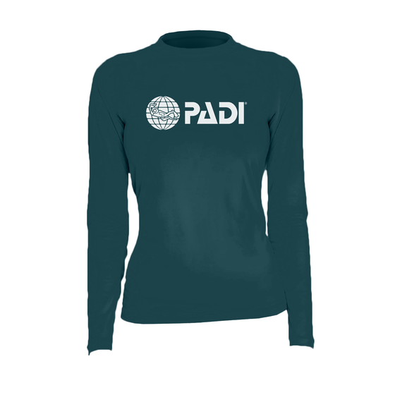 PADI Women’s Rash Guard – Mediterranean Teal