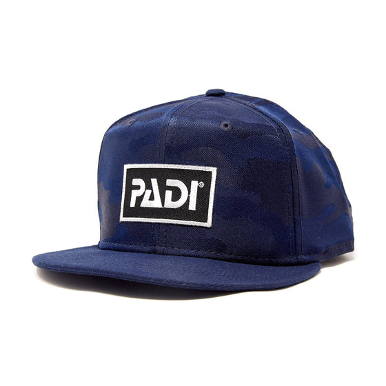 PADI Flat Bill Trucker Hat Navy/Blue Camo