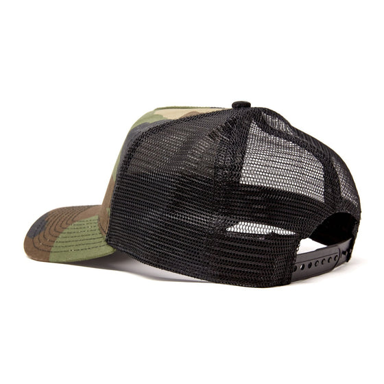 Diver Down Trucker Hat Olive Camo with Red/White Flag
