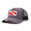 Diver Down Trucker Hat Dark Grey with Red/White Flag