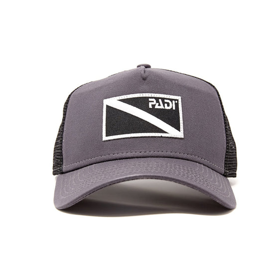 Diver Down Trucker Hat Dark Grey with Black/White Flag