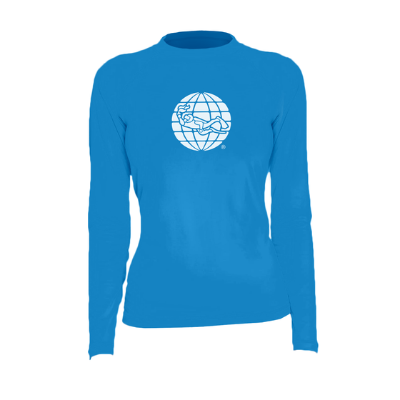PADI Globe Women’s Rash Guard – Electric Blue