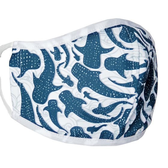 Whale Shark Recycled Plastic Cloth Face Mask with Filter Pocket + 5 Filters