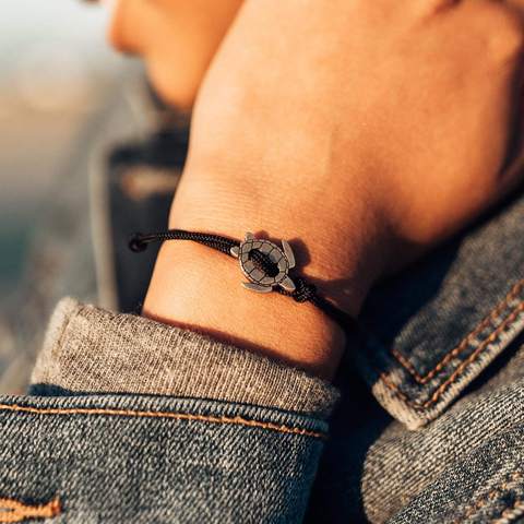 Turtle Bracelet - Sterling Silver/Black