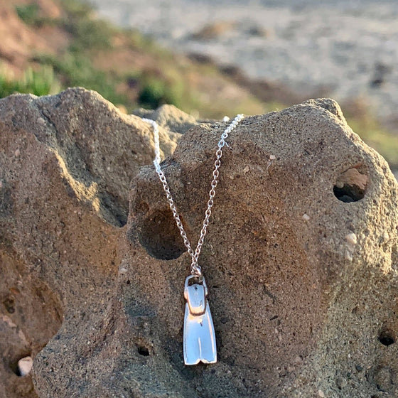 Small Sterling Silver Scuba Diving Fin Necklace
