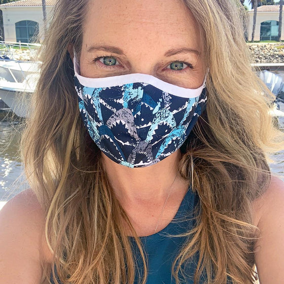 Great White Shark Recycled Plastic Cloth Face Mask with Filter Pocket + 5 Filters