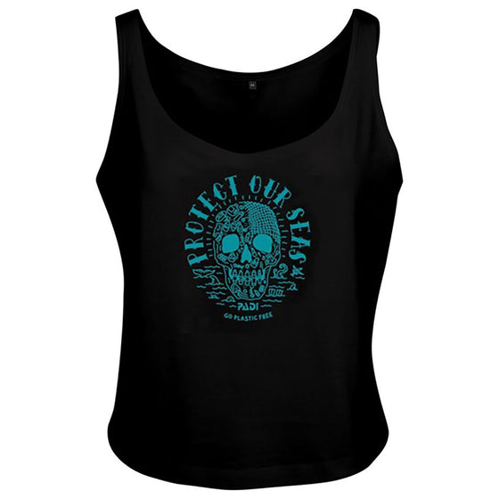 Plastic Free Skull Charity Flowy Tank – Black/Teal