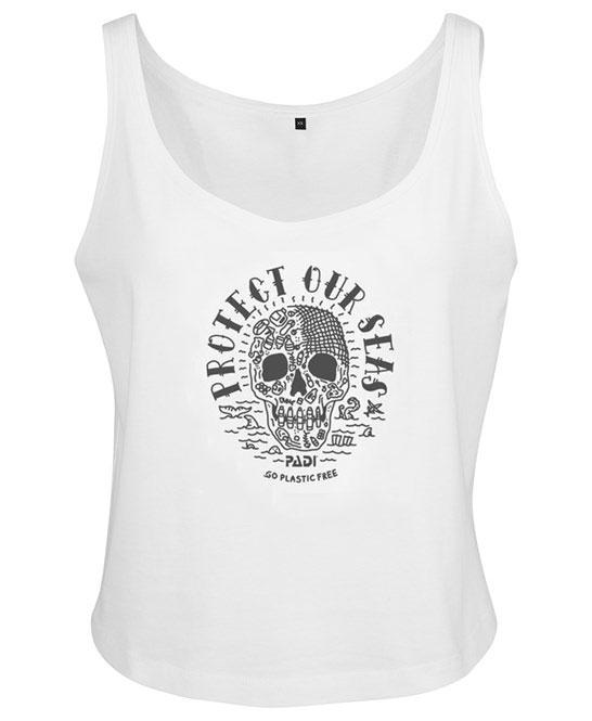 Plastic Free Skull Charity Flowy Tank – White/Charcoal